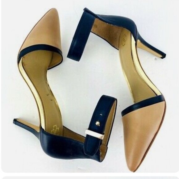 Shoes - Ann Taylor Juliette Ankle Strap Heel Navy and Tan Leather Upper Size 9
